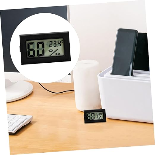 STOBAZA Bearded Dragon Cage Accessory Digital Thermometer Hygrometer LCD Display