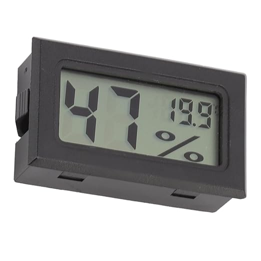 Alomejor Electronic Humidity Thermometer High Accuracy for Cigar Box Cabinet Use LCD Display for Incubators, Reptile Tanks Plastic, 1.9 X 0.6in