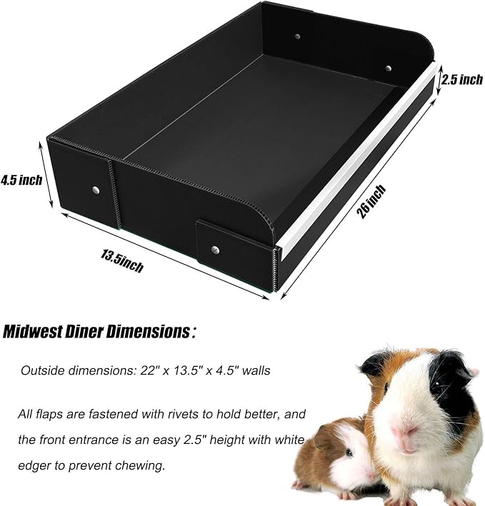Guinea Pig Litter Box for All C&C and Midwest Cages,Guinea Pig Bedding Litter Box,Guinea Pig Kitchen Area Keep The Guinea Pig Cage Clean and Tidy. (Black, C&C 1X2)
