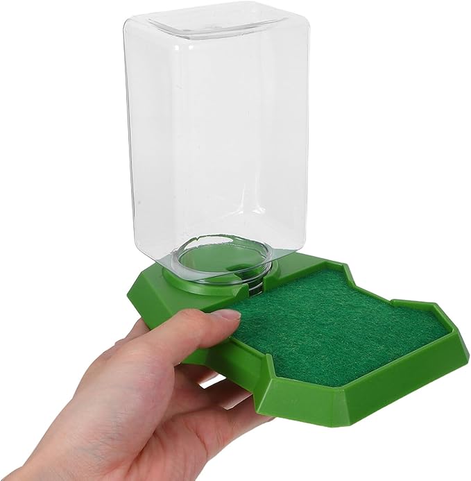 Reptile Water Dispenser and Feeding Dish, Small Green Water Feeder for Gecko and Lizard Terrarium, Hydration Accessory for Reptile Enclosure and Tortoise Care