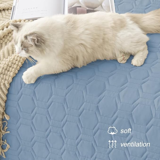 Tcksstex Waterproof and Anti-Slip Dog Bed Cover and Pet Blanket Sofa Pet Bed Mat ，car Incontinence Mattress Protectors Furniture Couch Cover for Most Cats Dogs, Pets （82x82- Stoneblue）