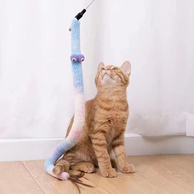 Cat Toys for Indoor Toys,Rainbow Cat Wand Toys,Feather Flips Plush Ball Cat Toys,Interactive Feather Toy for Teaser Play and Chase Exercise with Kitten 6 Pack - Image 5