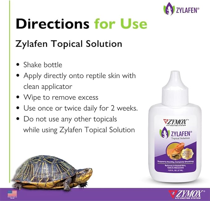 Zymox Zylafen Topical Solution for Reptiles, 1.25 oz. – Supports Healthy, Complete Shedding for Lizards, Snakes, Turtles & Frogs – Soothes Irritated Skin: Abrasions, Wounds, & Abnormal Shedding