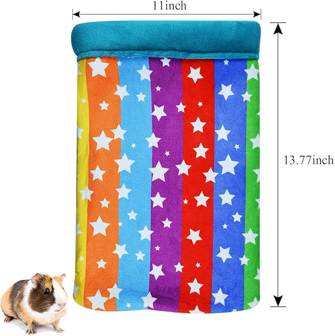 HOMEYA Hamster Sleeping Bag, Small Pet Animals Soft Flannel House Bed Nest Hideout Pouch Sack Sleeping Bed for Hedgehog Squirrel Bunny Guinea Pig Rat Warm Cage Decor Accessory (14 * 11 inch)