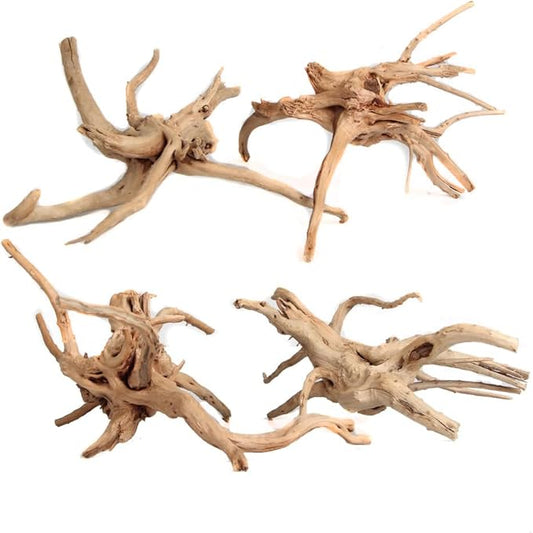 emours Driftwood Branches Reptiles Aquarium Decoration Assorted Size,(5.5-8 inch in Length),4 Pieces (Spider Wood)