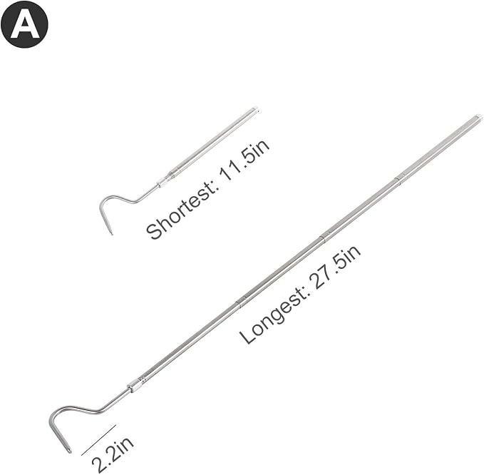 WACOOL 2 in 1 Collapsible Snake Hook, Adjustable Snake Tong Snake Grabber Cather Stick Handheld Pick-up Tool, 2 Hooks Suitable for Small Snake & Large Snake Catching Controlling Moving