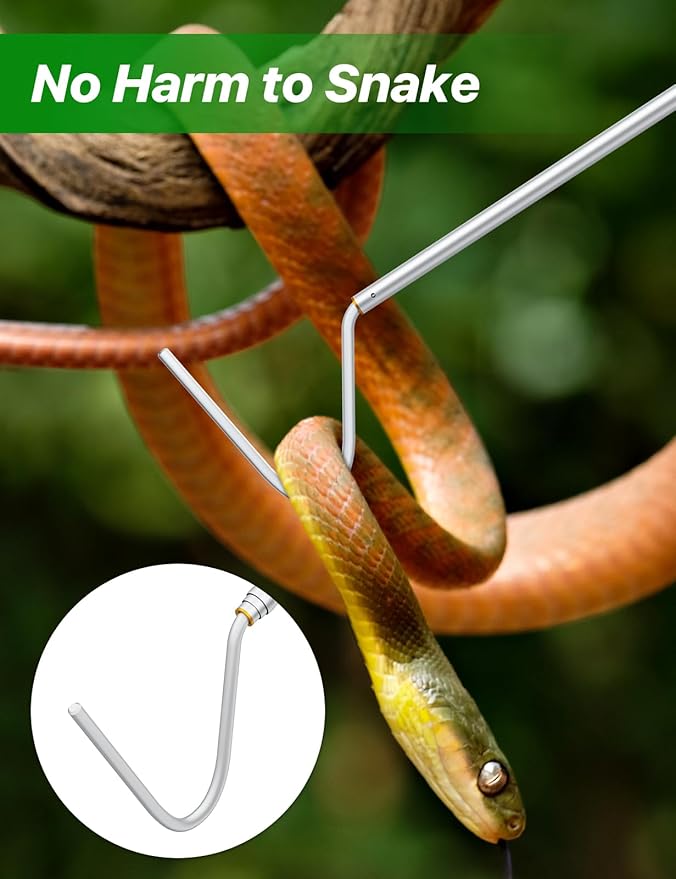 Snake Hook 40" – Telescopic Stainless Steel Reptile Grabber Stick for Safely Handling Snakes and Lizards, Lightweight & Portable Catcher Tool