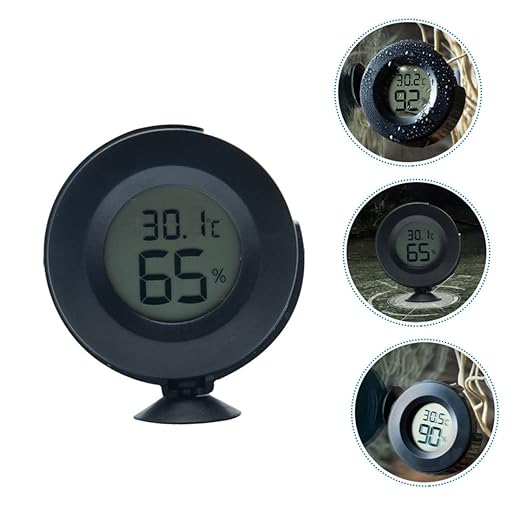 BESPORTBLE 1pc Reptile Hygrometer Thermometer LCD Display Accurate Temperature and Humidity Monitor for Terrariums Snakes Lizards and Turtles Powerful Cup for Easy Installation