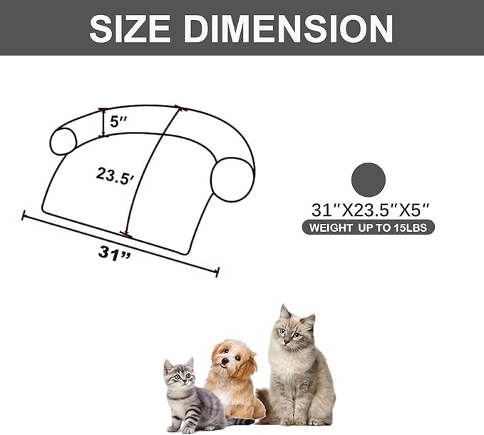 Tinaco Calming Dogs/Cats Bed Mats, Dog Pad Washable Removable Couch Cover, Plush Long Fur Mat for Pets, Waterproof Lining, Perfect for Small, Medium and Large Dogs and Cats (Dark Gray, 31"x23")