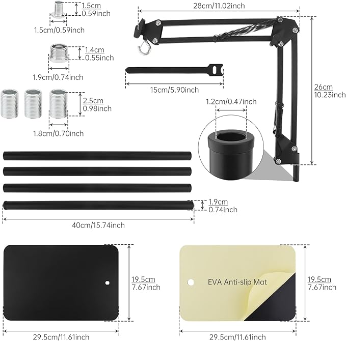 RTNLIT Reptile Lamp Stand Reptile Heat Light Stand (16.14" to 81.88") with 360° Adjustable Swing Arm, Metal Bracket Floor Light Holder for Reptile Terrarium Lighting Heating Light and Dome lampshade