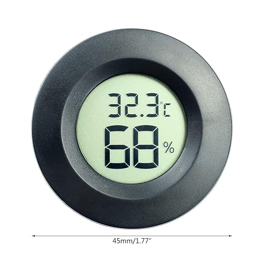 Electronic LCD Digital Thermometer Hygrometer Round Temperature Humidity Meter for Glass Container Fishtank Hygrometer Indoor Humidity for Reptiles Hygrometer Thermometer for Tank