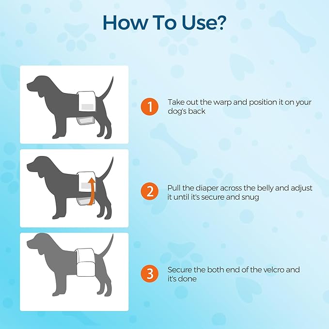 Bestle Male Dog Wrap, Disposable Dog Diapers, 40 Count, L (Waist 23.6”-31.5”), Wetness Indicator, Ultra Protection, Leak Proof, Super Absorbent, Soft