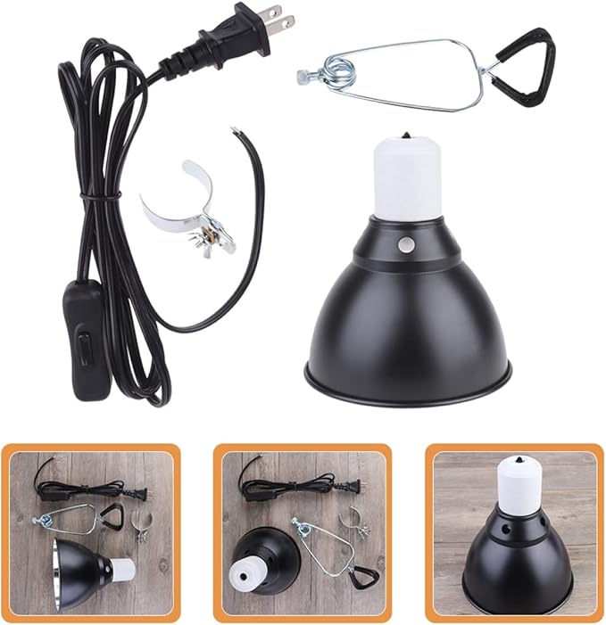 Abaodam 110v Reptile Heat Lamp Fixture Clamp Use Dome Cover for Turtles Lizards and Bearded Dragons Multi-Angle Design for Optimal Heating