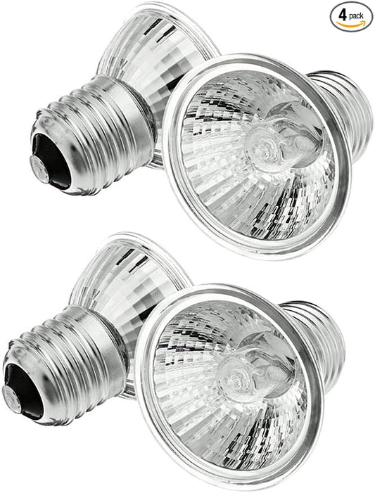 75W Basking UVA+UVB Heat Bulbs for Reptiles&Amphibians Turtle Heating Lamp E26 Base Full Spectrum Sun Light Bulb Perfect for Terrariums, Tanks, and Cages 4-Pack