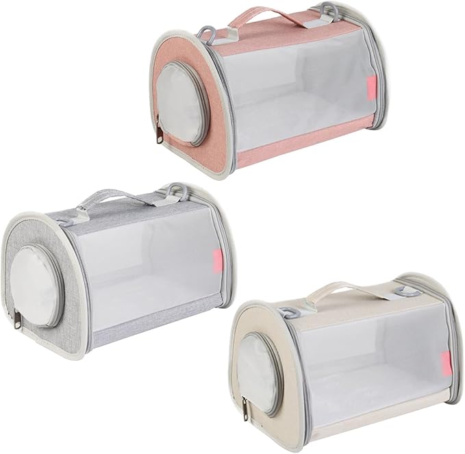 Clear Designed Pet Bag with Widening Handle& Mesh Window Small Pet Universal Travel Camping Bag Package Bag Bird Travel Bag Large Bird Backpack Travel Cockatooes Bag Cage Small, beige