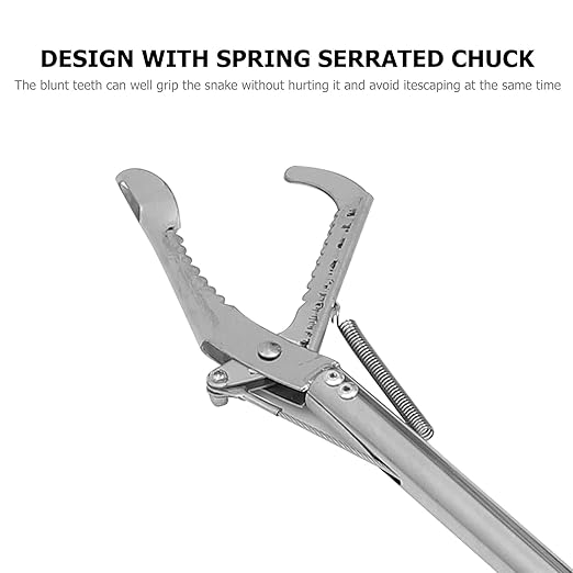 Mikikit 1pc Folding Stainless Steel Snake Catcher Clip Practical Trap Clamp with Lock for Safe Handling Lightweight Design for Home Garden Outdoor Use