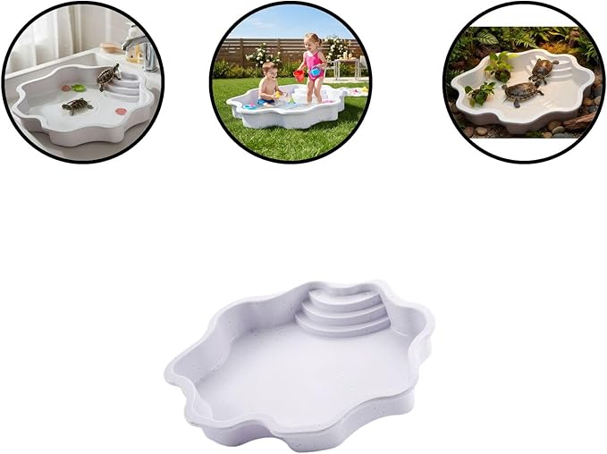Pet Bathing Tub with Accessory Ramp - Reptile Soaking Container with Climbing Feature