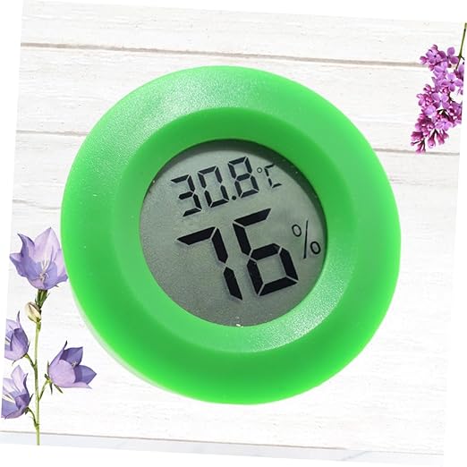 Outanaya Digital Temperature and Humidity Round Shape Hygrometer for Indoor Use Lightweight and Easy to Install Green Color for Home and Office Environments