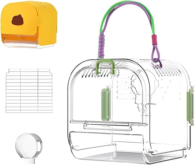 Small Bird Cage Travel Carrier Cage Foldable Bird Aviary Portable Flight Birdcage Budgie Cage with Food Box Parrot Cage Bird Carrier(Green)