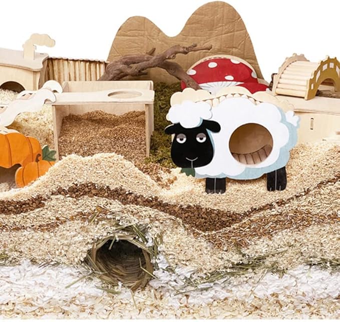 Happy Farms Series Hamster Toys, Hamster Landscaping Habitats Decor, Wooden Hamsters Hideouts, Hamster House for Syrian Gerbils Mice Mini Animals, Hamster Accessories (Wooden Bridge)