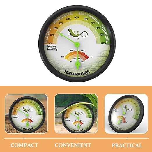 BESPORTBLE High-Precision Dual Hygrothermograph Reptile Tank Thermometer Hygrometer with Back Sticker for Accurate Temperature and Humidity Monitoring in Pet Rearing Boxes and Vivariums