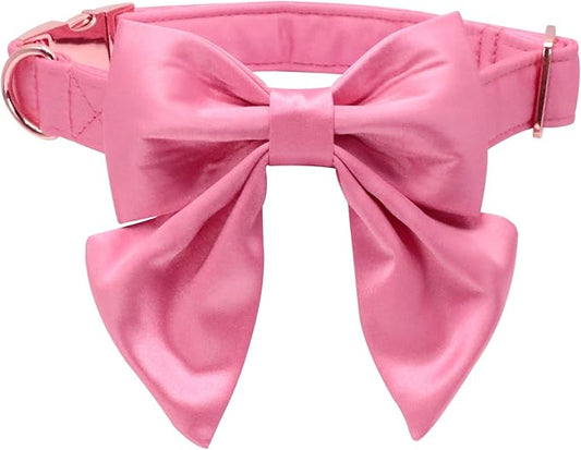Lionet Paws Bowtie Dog Collar - Comfortable Silk Dog Collar with Detachable Bow Tie for Puppy and Cat, Neck 8-12 Inches