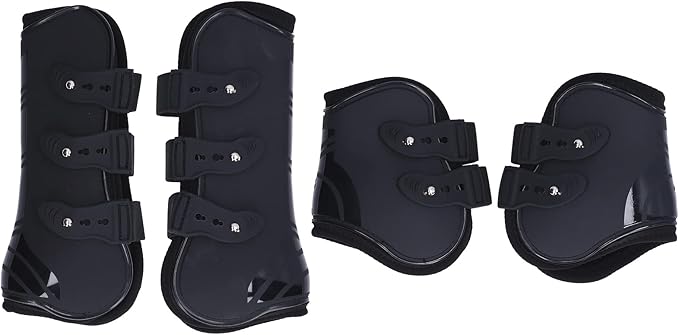 Horse Boots, 4Pcs PU Shell Protective Horse Tendon Boots, Horse Splint Boots for Front Legs and Rear Legs, Protective Horse Leg Wraps, Leg and Support for Riding, Jumping(XL)