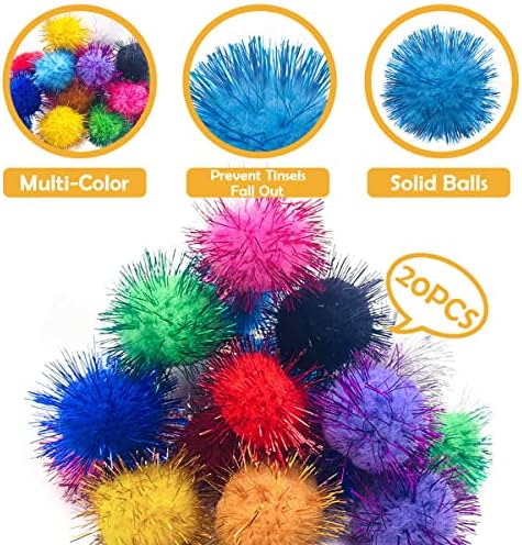 PET SHOW 20 Pack Cat Toys Sparkle Ball 1.77inch for Indoor Cats Kitten - Image 3