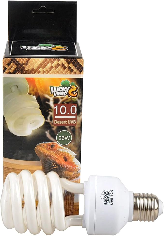 LUCKY HERP 10.0 UVB Fluorescent Desert Terrarium Lamp Bulb,E26,Screw Thread,26 Watts