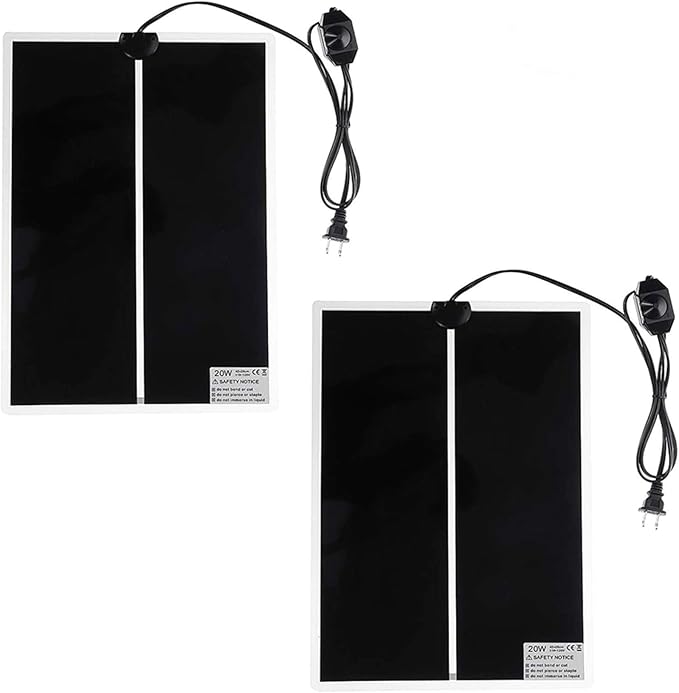 Tfwadmx 2 Pack 20W Reptile Heating Pad Tank Warmer with Temperature Control, Power Adjustment Under Terrarium Heater Heat Mat for Reptiles Turtle, Tortoise, Snakes, Lizard