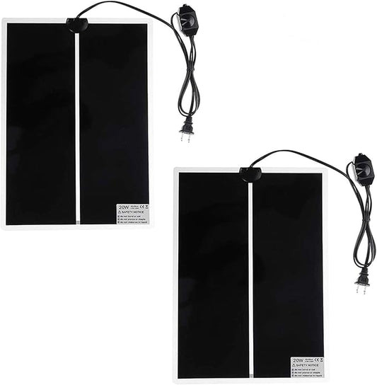 Tfwadmx 2 Pack 20W Reptile Heating Pad Tank Warmer with Temperature Control, Power Adjustment Under Terrarium Heater Heat Mat for Reptiles Turtle, Tortoise, Snakes, Lizard
