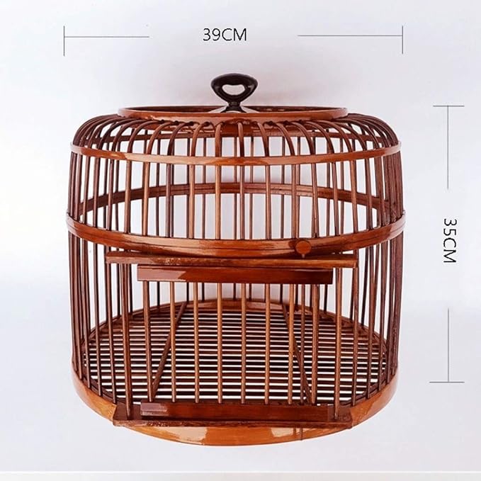 Handmade Bird Cages Retro Bamboo Travel Bird Carrier Parrot Home Villa Suitable for Bird Breeding, Brown,Natural，Natural