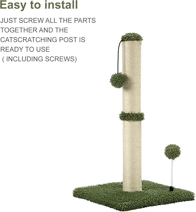 MECOOL Cat Scratching Post Premium Basics Kitten Scratcher Sisal Scratch Posts with Hanging Ball 22in for Kittens or Smaller Cats, Cactus Green - Image 7