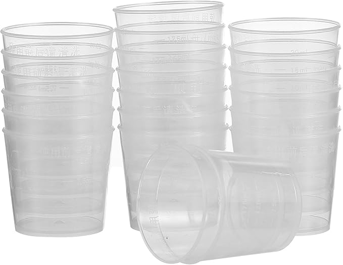 20ml Reptile Feeding Dish and Food Measuring Cup Set, 20pcs Plastic Feeder Bowls for Gecko and Lizard Terrarium Use