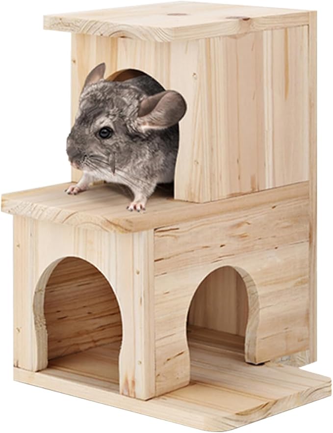 Chinchilla House Pet House Chinchilla Hideout Natural Wooden No Paint Wooden peg Safe Durable Teeth Grinding