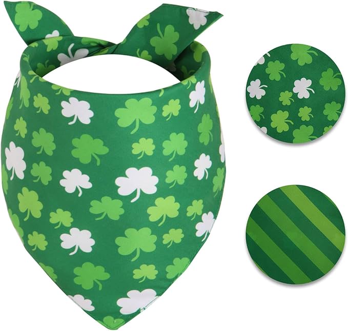 Lucky Dog Bandana Spring -1 Pack, Premium Durable Triangle Reversible Dog Scarf, Adjustable Puppy Bandana Breed Bib Handkerchief for Girl or Boy Large&Medium Dogs Cats Pets