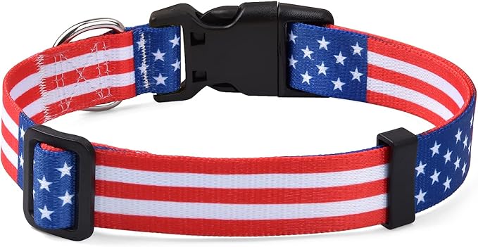 Mihqy American Flag Dog Cat Collar - Patriotic, US Flag Pattern, Star & Stripes, Fourth of July Dog Collar, Adjustable for Small Medium Large Dogs & Cat(Classic US,XS)