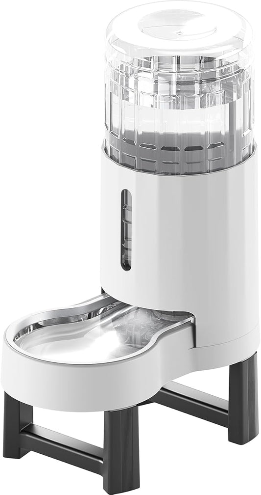 CZPET Elevated Dog Water Bowl Dispenser for Large Dogs,8L Tall Raised Pet Waterer Stand,Relieve Neck Pressure,Large Capacity and Drinking Area Noise-Free for Pets (8L+Stand,White)