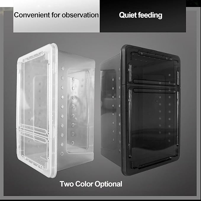 kathson Reptile Snake Feeding Box Breeding Hatching Container Lizard Tarantula Habitat Portable Transparent Plastic Mini Pet Houses for Spider Scorpion Gecko (White)