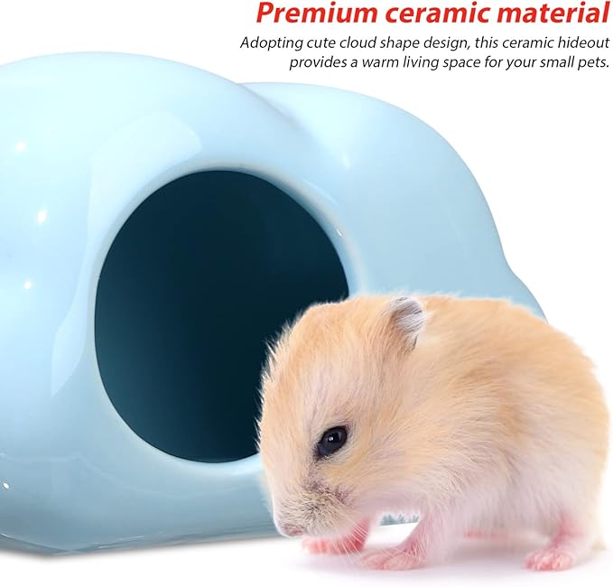 Angoily 2pcs Ceramic Hamster House Cloud Shape Hideout for Guinea Pigs Small Pet Nest