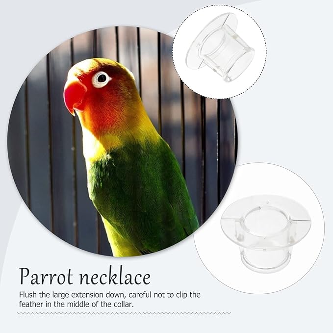 Baluue Parrot Neck Collar, Plastic -bite Collar Clear Feather Protector Prevent Grab Lick Healing Safety Cone Collar for Macaw Cockatoo Parrot Large