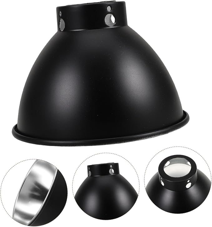 Black Dome Cover for Terrariums Efficient Heat Reflection Compatible with Various Bulbs Stylish Metal Design for Optimal Habitat Lighting