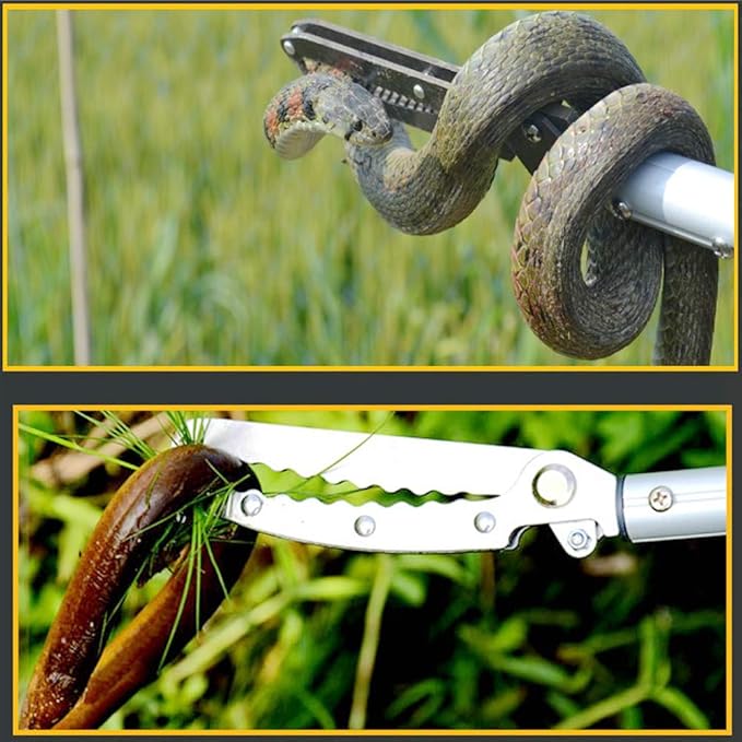 Extendable Snake Tong Reptile Grabber Rattle Snake Catcher Wide Jaw Handling Tool with Lock and Comfortable Grip(Include Snake Bag) (86 inches Extendable Snake Tong)