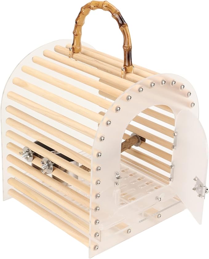 Yctze Portable Bird Cage – EscapeProof Circular Arc Transparent Acrylic Travel Bird Carrier for Small & Parrots