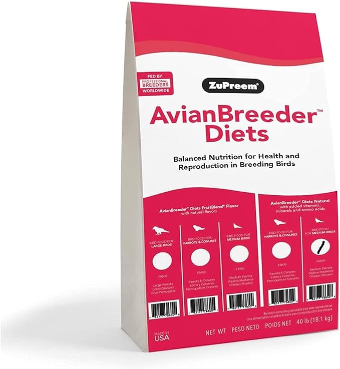 Zupreem 230344 Natural Avian Breeder Food For Birds, Medium, 40-Pound