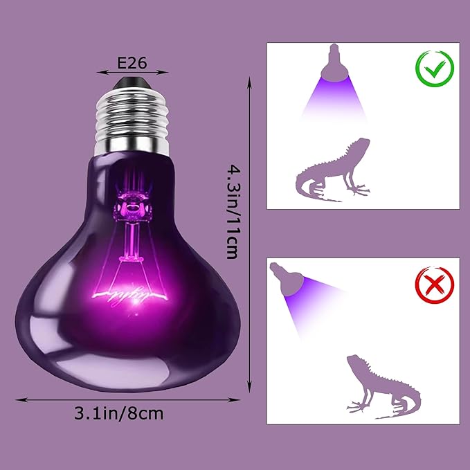 HARTOMPET 75W Reptile Night Light Bulb - Moonlight Night Heat Lamp for Bearded Dragons & Lizards