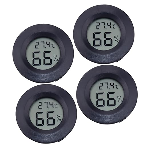 Kisangel 3sets Reptile Pet Temperature and Humidity Digital Hygrometer for Terrarium Use Lightweight Acrylic Design for Snakes Bearded Dragons and Frogs Black 4pc*3