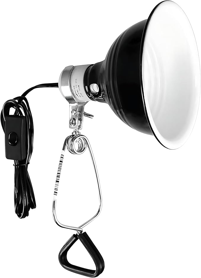 Simple Deluxe Reptile Clamp Dome Lamp, Equipped with 5.5-Inch Aluminum Reflector, Suitable for Amphibian Pet Terrariums Habitat (Without Bulb), 1 Pack, Black