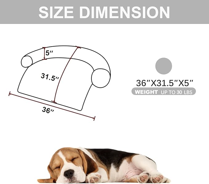 Tinaco Calming Dogs/Cats Bed Mats, Dog Pad Washable Removable Couch Cover, Plush Long Fur Mat for Pets, Waterproof Lining, Perfect for Small, Medium and Large Dogs and Cats (Light Gray, 36"x31")