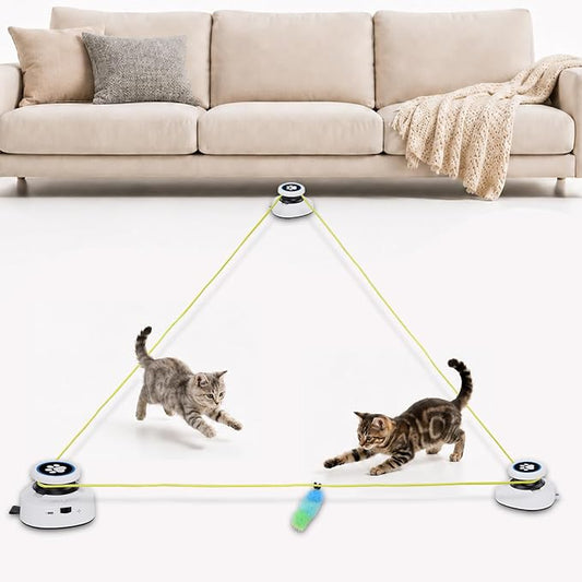 Automatic Cat Toy for Indoor Cats, Interactive Cat Chase Toy with Moving Feather Lure, DIY Floor Route Kit, Rechargeable Self-Play Cat Exercise Toy by Clawtastic
